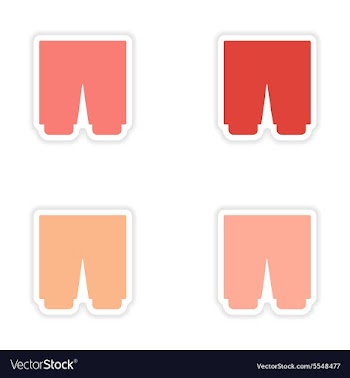 Assembly realistic sticker design on paper shorts vector image