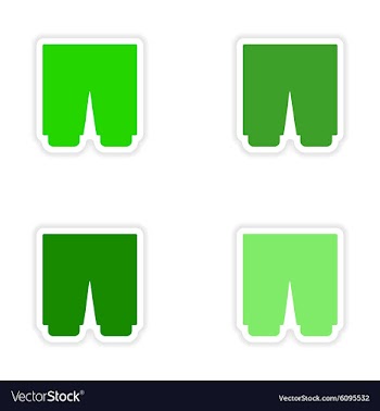 Assembly realistic sticker design on paper shorts vector image
