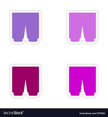 Assembly realistic sticker design on paper shorts vector image