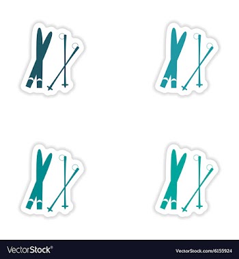 Assembly realistic sticker design on paper skis vector image