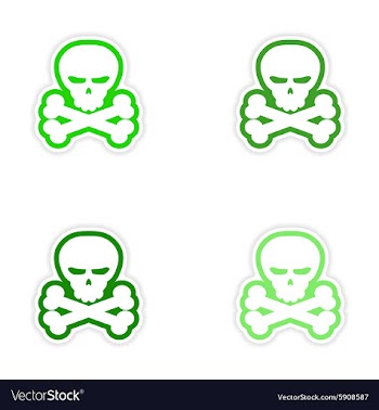 Assembly realistic sticker design on paper skull vector image
