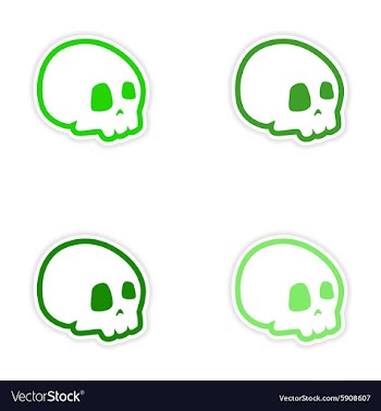 Assembly realistic sticker design on paper skull vector image