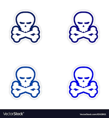 Assembly realistic sticker design on paper skull vector image