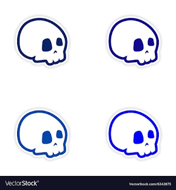 Assembly realistic sticker design on paper skull vector image