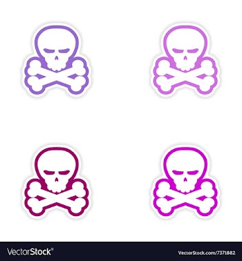 Assembly realistic sticker design on paper skull vector image