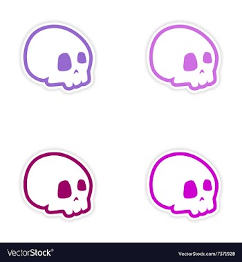 Assembly realistic sticker design on paper skull vector image