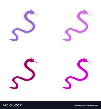 Assembly realistic sticker design on paper snakes vector image