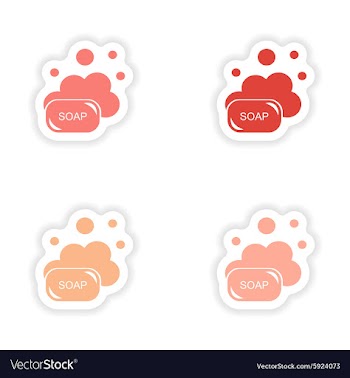 Assembly realistic sticker design on paper soap vector image