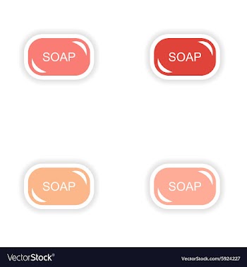 Assembly realistic sticker design on paper soap vector image
