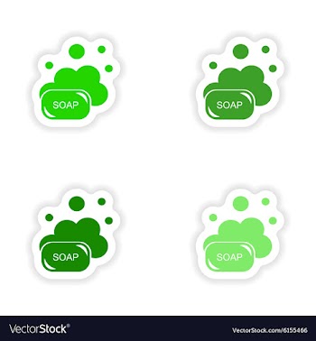 Assembly realistic sticker design on paper soap vector image
