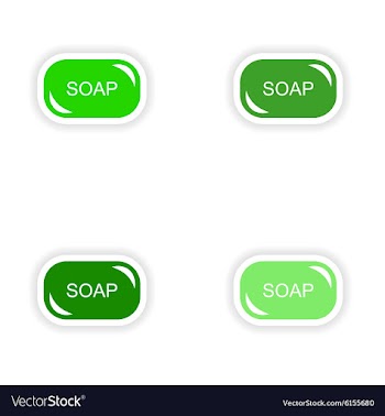 Assembly realistic sticker design on paper soap vector image
