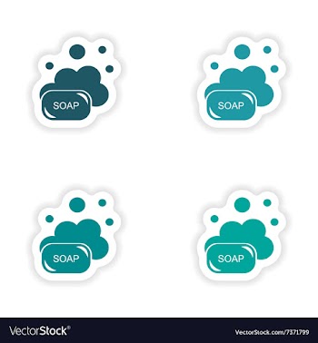 Assembly realistic sticker design on paper soap vector image