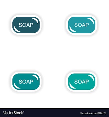 Assembly realistic sticker design on paper soap vector image