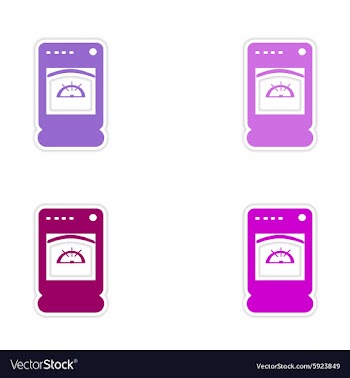 Assembly realistic sticker design on paper stove vector image