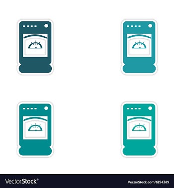 Assembly realistic sticker design on paper stove vector image