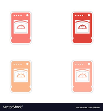 Assembly realistic sticker design on paper stove vector image