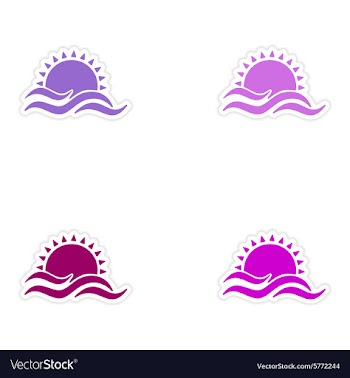 Assembly realistic sticker design on paper sun Sea vector image