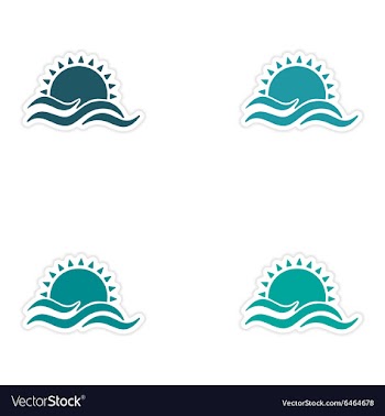 Assembly realistic sticker design on paper sun Sea vector image