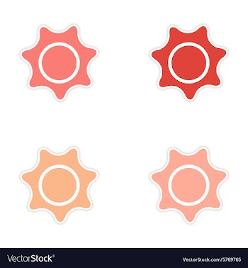 Assembly realistic sticker design on paper sun vector image