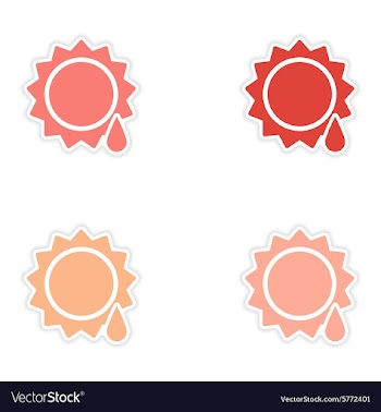 Assembly realistic sticker design on paper sun vector image