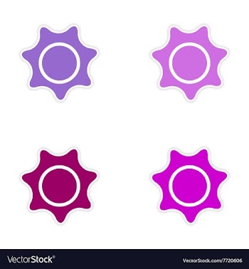 Assembly realistic sticker design on paper sun vector image