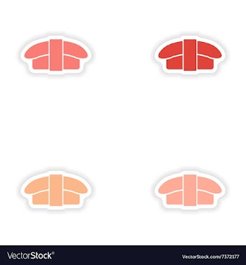 Assembly realistic sticker design on paper sushi vector image