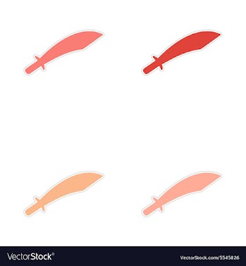 Assembly realistic sticker design on paper sword vector image