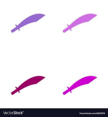 Assembly realistic sticker design on paper sword vector image