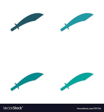 Assembly realistic sticker design on paper sword vector image