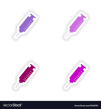 Assembly realistic sticker design on paper syringe vector image