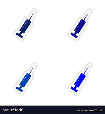 Assembly realistic sticker design on paper syringe vector image