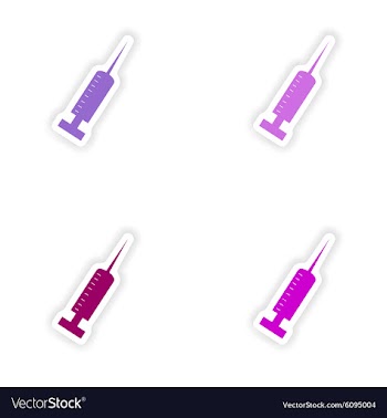 Assembly realistic sticker design on paper syringe vector image