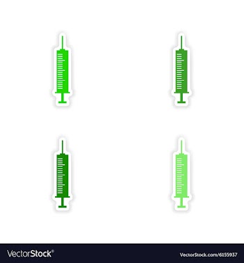 Assembly realistic sticker design on paper syringe vector image