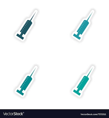 Assembly realistic sticker design on paper syringe vector image
