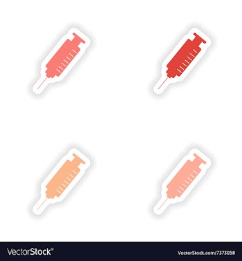 Assembly realistic sticker design on paper syringe vector image