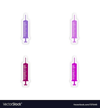 Assembly realistic sticker design on paper syringe vector image