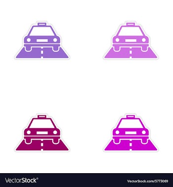 Assembly realistic sticker design on paper taxi vector image