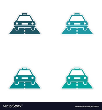 Assembly realistic sticker design on paper taxi vector image