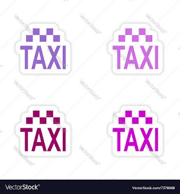 Assembly realistic sticker design on paper taxi vector image