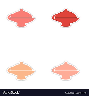 Assembly realistic sticker design on paper teapot vector image