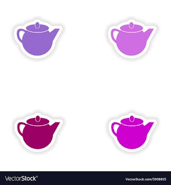 Assembly realistic sticker design on paper teapot vector image