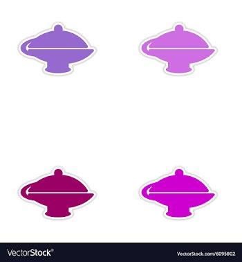 Assembly realistic sticker design on paper teapot vector image