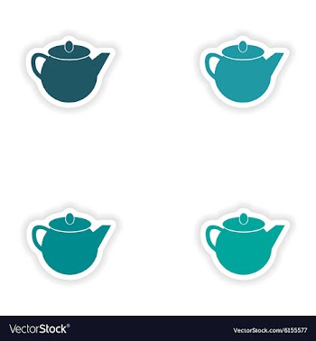 Assembly realistic sticker design on paper teapot vector image