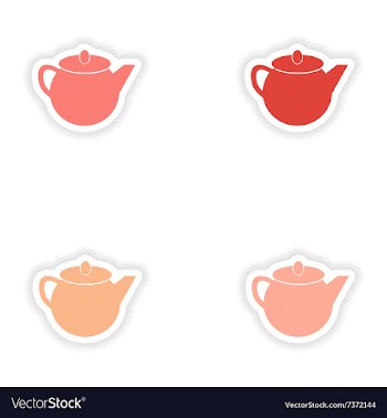 Assembly realistic sticker design on paper teapot vector image