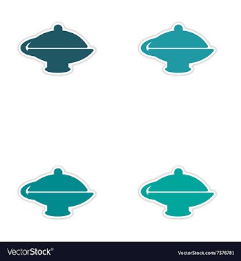 Assembly realistic sticker design on paper teapot vector image