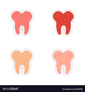 Assembly realistic sticker design on paper teeth vector image