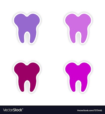Assembly realistic sticker design on paper teeth vector image