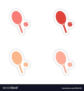 Assembly realistic sticker design on paper tennis vector image
