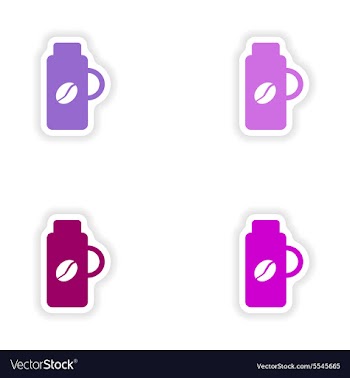 Assembly realistic sticker design on paper thermos vector image