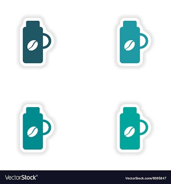Assembly realistic sticker design on paper thermos vector image